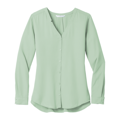 A1959 Ladies Long Sleeve Button-Front Blouse