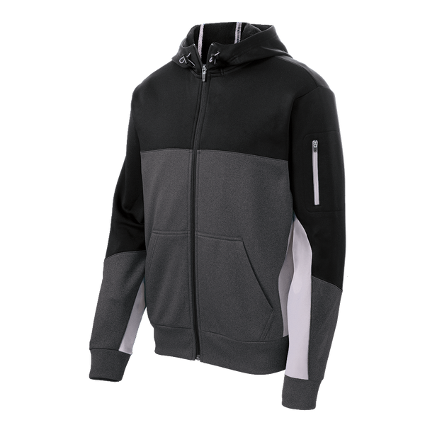 A1550 Mens Tech Fleece Colorblock Full-Zip Hooded Jacket