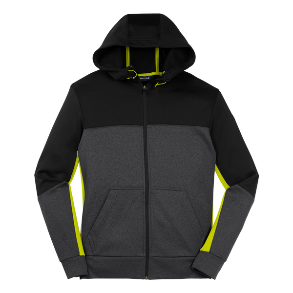 A1550 Mens Tech Fleece Colorblock Full-Zip Hooded Jacket